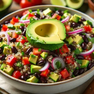 Quinoa-Salat mit Schwarzen Bohnen und Avocado