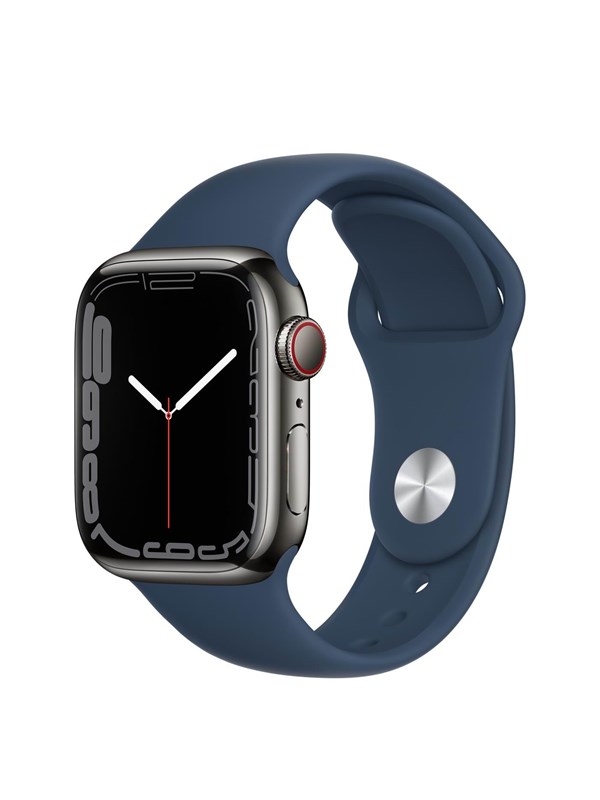 Apple Watch Series 7 GPS + Cellular 41mm Graphite Stainless Steel Case with Abyss Blue Sport Band