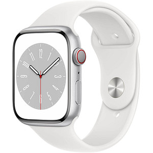 Apple Watch Series 8 45 mm (GPS + Cellular) silber, weiß