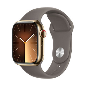 Apple Watch Series 9 41 mm Edelstahl (GPS+Cellular) Sportarmband S/M gold