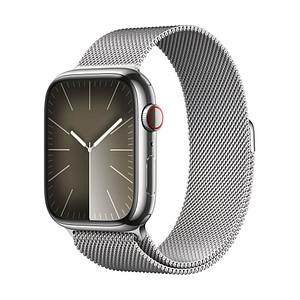 Apple Watch Series 9 45 mm Edelstahl (GPS+Cellular) Milanaise Loop silber