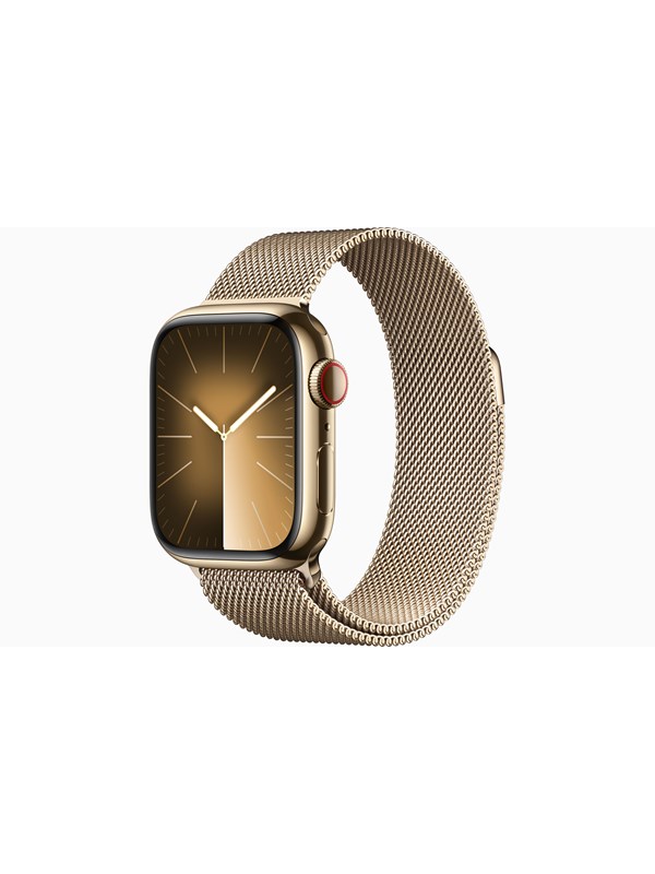Apple Watch Series 9 GPS + Cellular 41mm - Gold Stainless Steel Case with Gold Milanese Loop