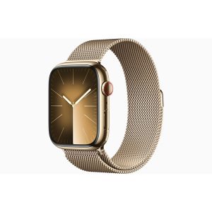 Apple Watch Series 9 GPS + Cellular 45mm - Gold Stainless Steel Case with Gold Milanese Loop
