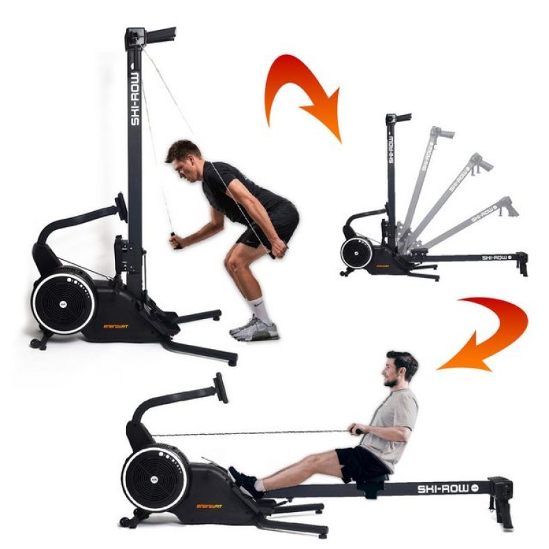 EnergyFit Rudergerät SKI-ROW AIR. 2-in-1 Gerät für Rudertraining und ...