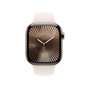 Apple Watch Series 10 LTE 42mm Gold Titangehäuse mit Starlight Sportarmband - M/L