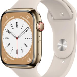 Apple Watch Series 8 (GPS + Cellular) 45mm Edelstahlgehäuse gold, Sportband polarstern
