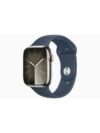 Apple Watch Series 9 GPS + Cellular 45mm - Silver Stainless Steel Case with Storm Blue Sport Band - S/M