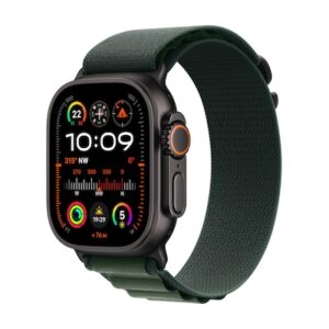 Apple Watch Ultra 2 LTE 49mm schwarzes Titan Gehäuse mit dunkelgrünem Alpin Armband - S
