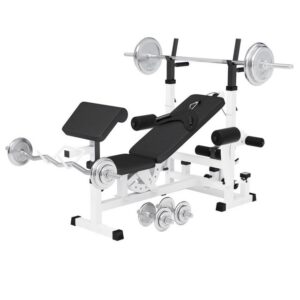 GORILLA SPORTS Hantelbank Kraftstation, mit 108 kg Hantelset, Ablage, Chrom Hantelscheiben, (1-tlg)