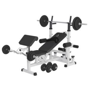 GORILLA SPORTS Hantelbank Kraftstation, mit 108 kg Hantelset, Ablage, Gummi Hantelscheiben, (1-tlg)