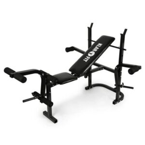 KLARFIT Trainingsbank Workout Hero Hantelbank, (Set, Set), klappbare Hantelbank verstellbar Langhantel Kurzhantel Bank Fitness
