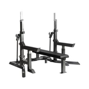 METCON Hantelbank Powerlifting Competition Rack Hantelbank Squat Kraftstation Wettkampf, (1-tlg), abnehmbare Bank, bis zu 500kg, höhenverstellbar, Spott Arms