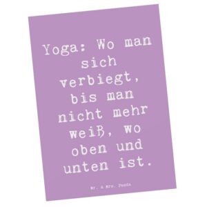 Mr. & Mrs. Panda Postkarte Yoga Balance - Lavendeltraum - Geschenk, verbiegen, Dankeskarte, Trai, Matt Rückseite