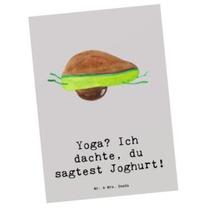 Mr. & Mrs. Panda Postkarte Yoga Humor - Grau Pastell - Geschenk, phonetische Ähnlichkeit, Gemein, Matt Rückseite