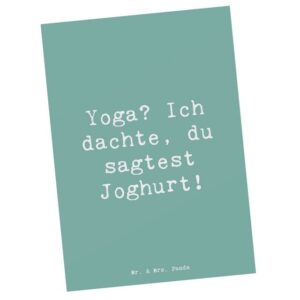 Mr. & Mrs. Panda Postkarte Yoga Humor - Meeresbrise - Geschenk, Indoor-Sport, humorvoll, Joghurt, Matt Rückseite