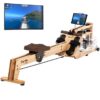 Skandika Rudergerät Styrke Wasser Rudermaschine für Zuhause aus Holz, Made in Germany, bis 180 kg, Bluetooth, Kinomap App, massive Esche, natürliches Rudern