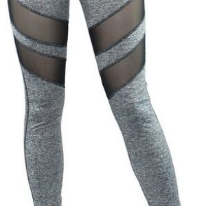 dy_mode Leggings Damen Fitness Leggings mit Mesh-Einsätzen Sportleggings Yoga Pants Middle Waist