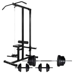 vidaXL Hantelbank Kraftturm mit Langhantel und Kurzhantel-Set 60,5 kg